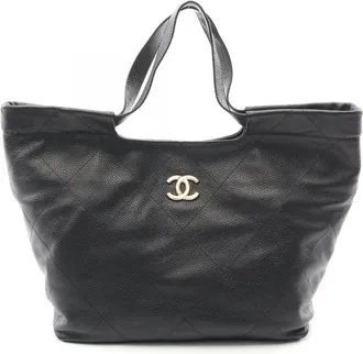 Chanel Black Grained Calfskin Handbag Tote Bag (Pre-Owned)