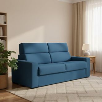 Dmora Sof&aacute; Cama 3 Plazas Quindici, Desenfundable, Con Almacenamiento Made In Italy, Lavable, 220x95 Cm Azul