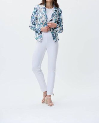 Joseph Ribkoff Polina Printed Moto Jacket In Vanilla/multi