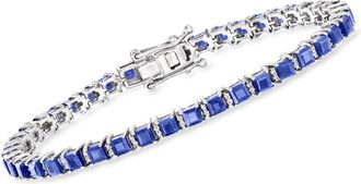 Ross-Simons Sapphire and. Diamond Tennis Bracelet in Sterling Silver