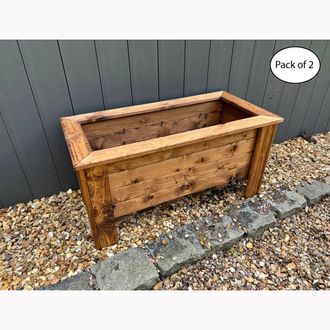 Charles Taylor Trading Multi Pack of 2 - Rectangular Large Trough - Minimal Assembly Required in Light Brown