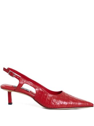 Essentiel crocodile-effect heeled pumps - Red