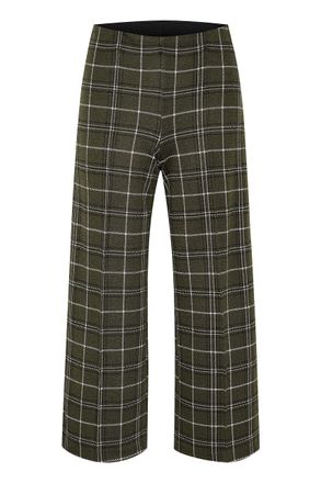 Part Two Womens Wide Leg High-Wrap Fabric Trousers, Deep Depths Check, XS