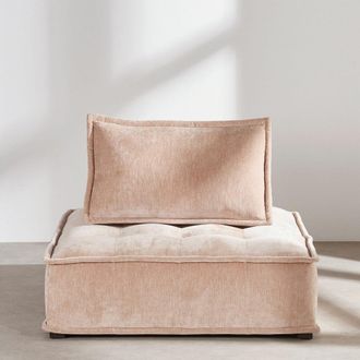 Maisons du monde M&oacute;dulo central para sof&aacute; modular aterciopelado beige latte