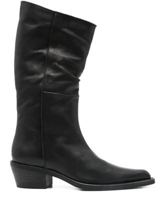 Khaite Black Leather Boots