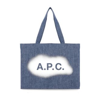 A.P.C. A.p.c., Tassen, Dames, Blauw, ONE Size, Denim, Denim Shopper met Logo