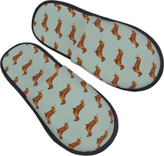 Generic Fleece Slippers Dachshund Sausage Unisex Hotel Slippers Portable Cotton Slipper For Home Women Indoor L