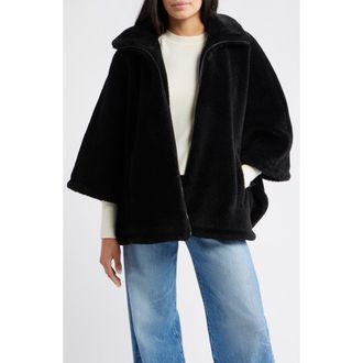 Bernardo Calder Faux Fur Poncho Jacket in Black at Nordstrom Rack, Size Medium/large