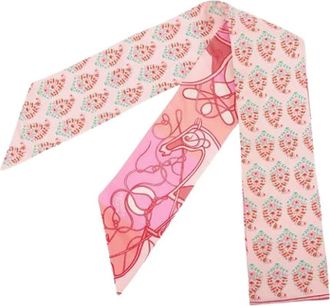 Herm&egrave;s Pre-owned Scarves, female, Pink, Size: ONE SIZE Pre-owned Coup de Fouet Au Bloc Twilly Scarf