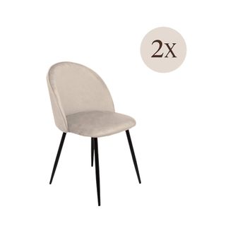 Dmora Dmora - Juego De 2 Sillas Stinson, Sill&oacute;n Tapizado En Terciopelo, Silla De Comedor Acolchada, Asiento Para Reuniones, 51x54h82 Cm, Gris Claro