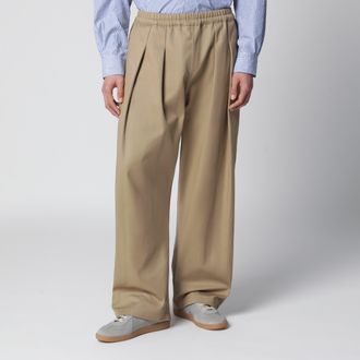Maison Margiela Low-crotch cotton gabardine trousers in beige