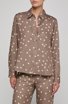 L'agence Ellery Polka Dot Button-Up Shirt in Cardamom/ecru Polka Dot at Nordstrom, Size Xx-Small