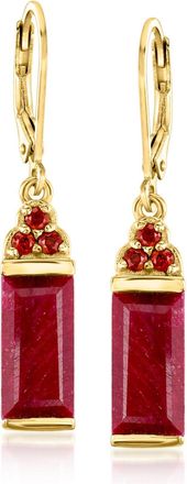 Ross-Simons Ruby and. Garnet Drop Earrings in 18kt Gold Over Sterling