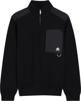 Moose Knuckles Lowan Panelled Half-zip Knit Sweatshirt - Black - XL