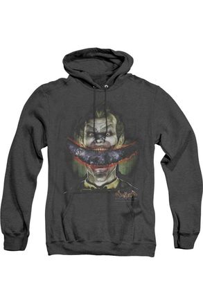 Gildan Batman Arkham Asylum Crazy Lips Adult Heather Hoodie / Hooded Sweatshirt