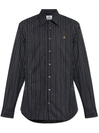 Vivienne Westwood Orb-embroidered shirt - men - Cotton - 50 - Black