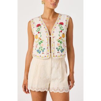 ASTR the Label Amina Floral Cross Stitch Vest in Cream Multi Floral at Nordstrom, Size X-Small
