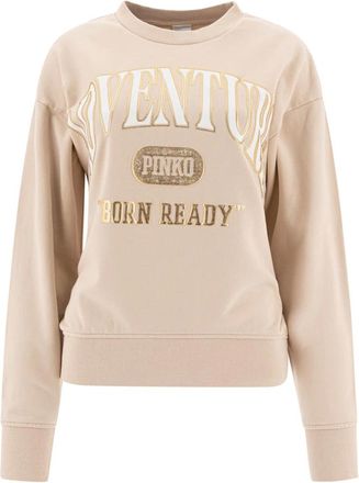 Pinko Pinko, Hoodies & sweatvesten, Dames, Beige, S, Katoen, Beige Sweatshirt Casual Stijl Vrouwen