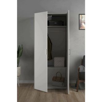 Dmora Guardaroba 2 ante Sylvie, Mobile camera da letto, Cabina armadio portabiti, Armadio appendiabiti, 78x50 h175 cm, Bianco - Dmora