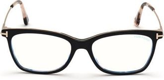 Tom Ford 50mm Square Optical Glasses in Pink Havana /Blue Block at Nordstrom