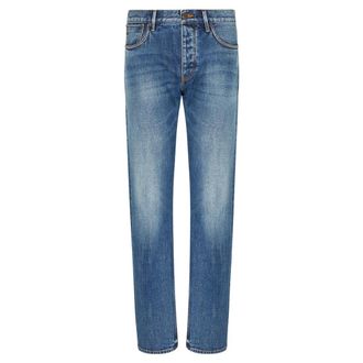 Emporio Armani Straight Fit Jeans, male, Blue, W33, J41 Straight-fit Vintage Jeans