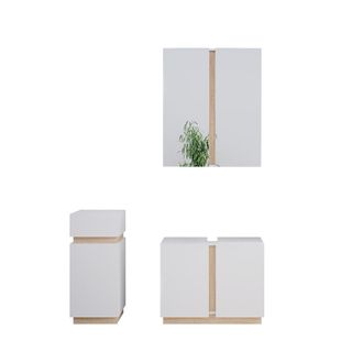 Vicco Conjunto De Muebles De Ba&ntilde;o Gloria, Blanco, 3 Piezas, Con Mueble Alto