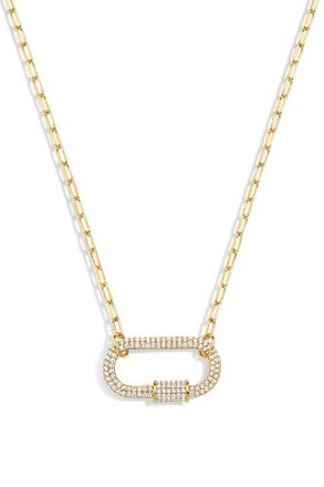 Electric Picks Melrose Crystal Carabiner Necklace in Gold at Nordstrom
