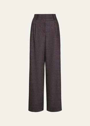 TWP Hudson Checked Pleated Straight-Leg Pants
