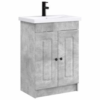 vidaXL Juego De Muebles De Ba&ntilde;o Gris Hormig&oacute;n 78,5 X 37,5 X 81 Cm Vidaxl