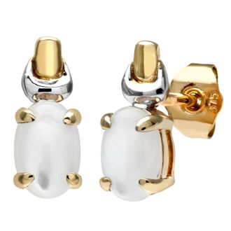 Diamant L'&eacute;ternel Womens 9ct Yellow and White Gold Ladies Opal Birth Stone Earrings - One Size