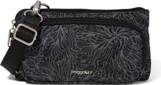 Baggallini Securtex Anti-Theft Mini Wallet Crossbody in Midnight Blossom Print at Nordstrom