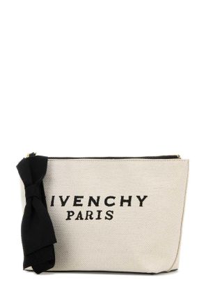 Givenchy Womens Ivory Canvas Pouch Beigeblack Beauty Case