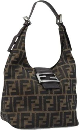 Fendi Pre-owned Shoulder Bags, female, Brown, Size: ONE SIZE Pre-owned Vintage Zucca Shoulder Bag