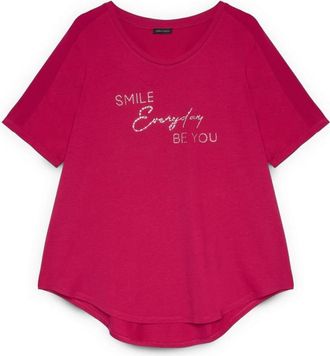 Fiorella Rubino Katoenen T-shirt met motiverende slogan - Dames - T-shirts - Roze - XL - Katoen - Tops