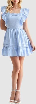 Lush Lace Trim Ruffle Minidress in Light Blue at Nordstrom Rack, Size Medium