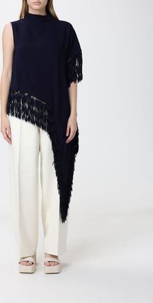 HUGO BOSS Top asimmetrico in viscosa con frange