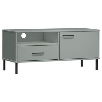 vidaXL Vidaxl - Mueble De Tv Con Patas De Metal Oslo Madera Maciza Pino Gris