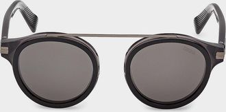 Ermenegildo Zegna Men & apos;s Top-Bar Acetate Round Sunglasses