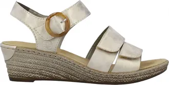 Rieker Womens Fanni 87 Synthetic Leather Wedge Sandals In Muschel