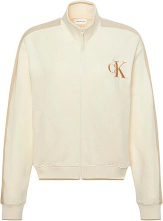 Calvin Klein Open Sweatshirt - Dames - Vesten met rits - Beige - XS - Katoen - Hoodies & sweatvesten
