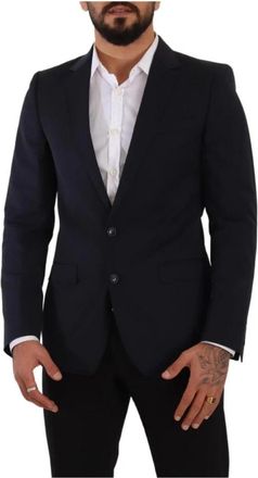 Dolce & Gabbana Martini Twee Knopen Blazer - Heren - Business blazers - Blauw - S - Wol - Kostuums