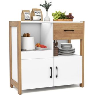 Costway Mobiletto da cucina 82 x 40 x 81 cm, mobiletto moderno in stile rustico con cassetto, ripiano estraibile e 2 ante, credenza per cucina e soggiorno