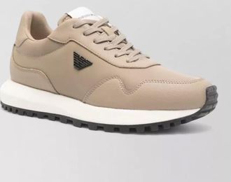 Emporio Armani nylon sneakers logo detail round toe rubber sole