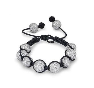 Bespoke 18kt White Gold Adjustable Pave Diamond Cord Bracelet