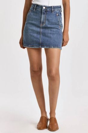 Dear John Denim Quincy Classic Dark Denim Skirt In Blue