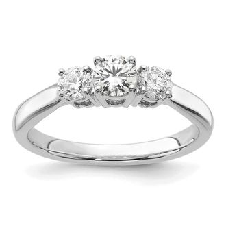 Diamond2Deal 14k Gold Lab Grown Diamond 3-Stone Band Ring 3/4Ct Clarity- VS Color- G-H