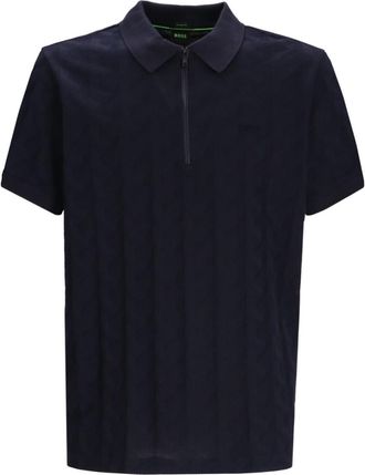 HUGO BOSS Navy Blue Logo Zip Polo