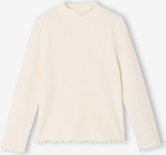 Vertbaudet M&auml;dchen Rollkragenshirt aus Rippstrick wollwei&szlig;