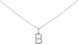 House of Brilliance Sterling Silver Diamond Accent A-Z Initial Pendant Necklace in Sterling Silver |B at Nordstrom