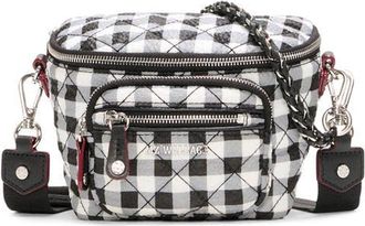 MZ Wallace Micro Crosby Diamond Quilted Nylon Sling Bag in Black/white Gingham at Nordstrom